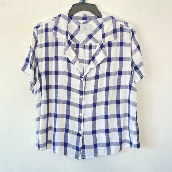 Rails M Plaid Short Sleeve Crop Button Down Shirt - Picture 2 of 7